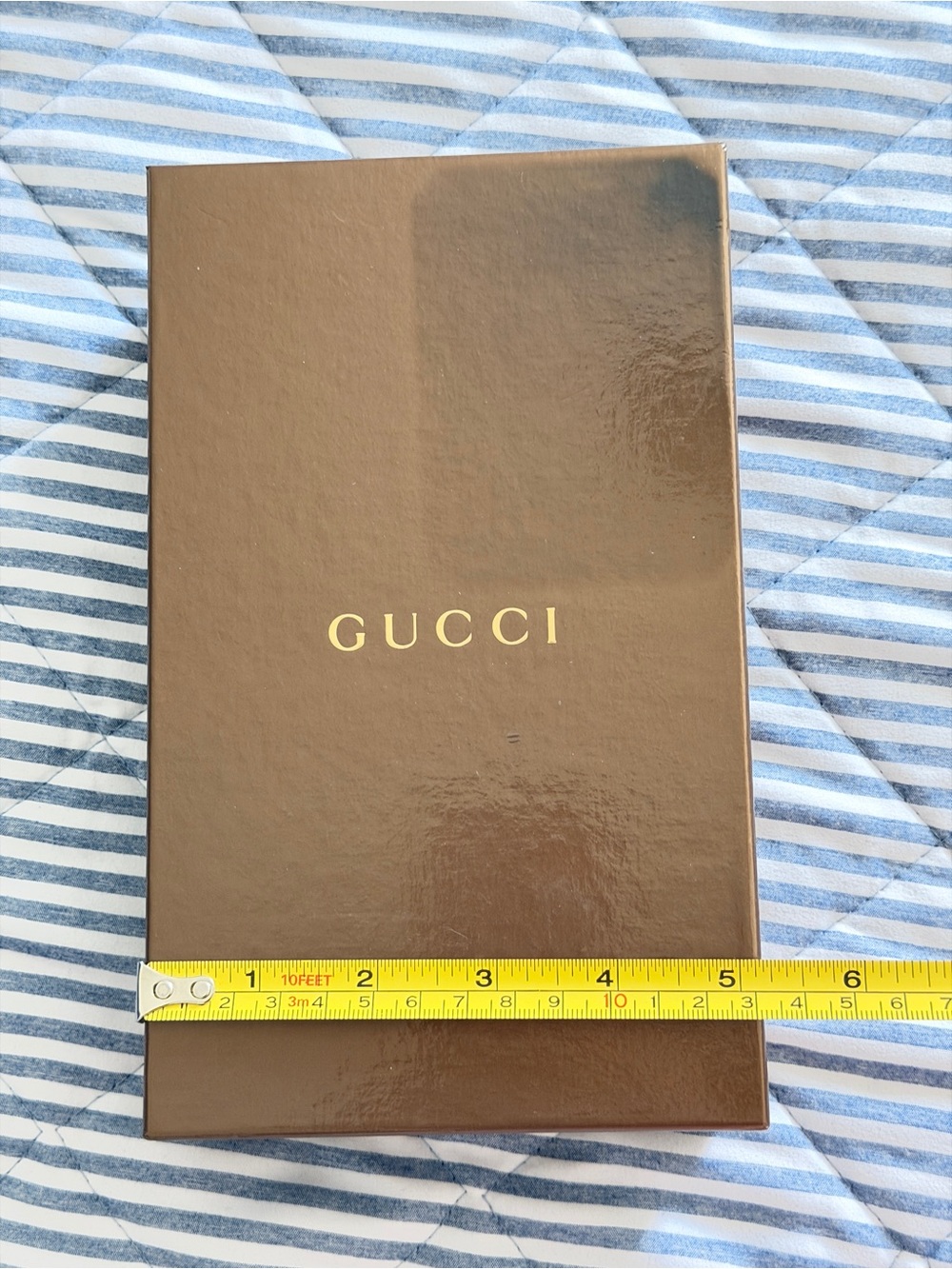 Gucci Brown Box with Gold Logo 5W x 8.5L inches